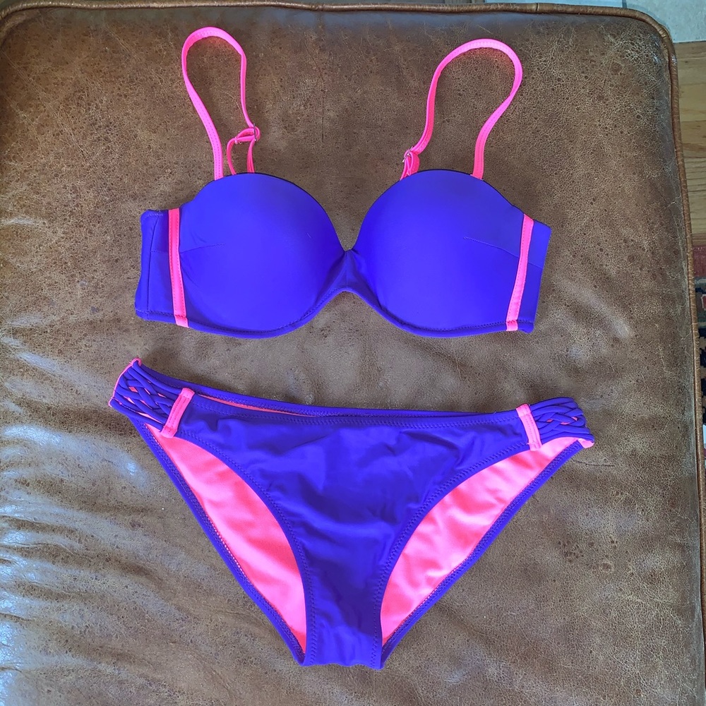 purple and pink bikini